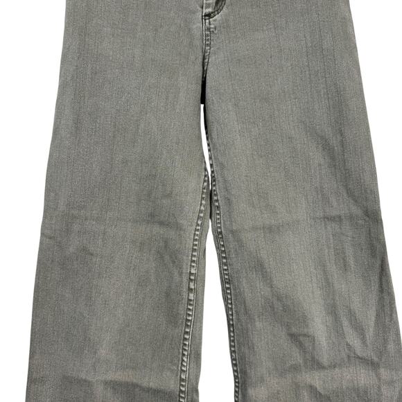 Miou Muse Jeans Womens Large Green Olive Wide Leg Raw Hem High Rise - Picture 3 of 9